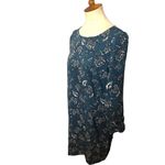 Banana Republic Legion Blue and Antique Pewter Floral Blue Pearl Snap Ruffle Cuf Photo 4