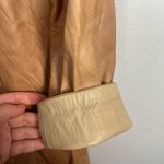 Vintage leather factory brown tan zip up coat size large Photo 6