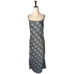 Banana Republic Dress Women Medium Black White Geometric Print Satin Slip Midi Photo 1
