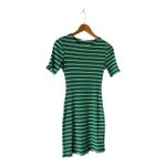 Reformation Kendy Knit Ribbed Stripe Green White Crewneck Mini Dress Small Photo 2