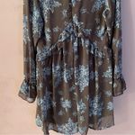 Nasty Gal  Dusty Brown/Blue Floral Long Sleeve Ruffled BabyDoll Dress Sz 6 NWT Photo 12