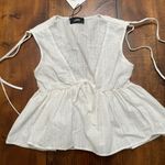 NWT White Feminine Lace Blouse Shoulder Ties Cider Womens Small white Photo 0