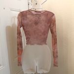 Pretty Little Thing PLT Pink brown mesh crop top long sleeve #y2kfashion #grungevibes Photo 2