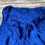 Spence Layered Ruffle Shiny Electric Blue Satin Tank Top M Med Medium Casual Photo 4