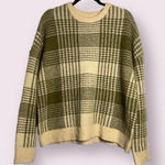 Oak + Fort Olive Green Plaid Crew Neck Sweater Small Photo 0