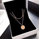 14K Rose Gold Plated Layered Pendant Necklace for Women Photo 0