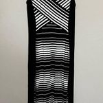 White House | Black Market WHBM Black White Striped Illusion Side Slits Maxi Dress Photo 3