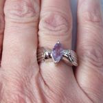 Sterling Silver Amethyst Purple Birthstone Ring, Marquise Cut Gemstone, Size 7 Photo 1