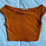 ZARA  Off the Shoulder Boatneck Orange Crop Tank Top NWOT Small Photo 0