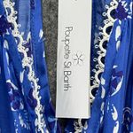 Poupette St. Barth Jena Jumpsuit Small Blue Floral Batik Satin Tropical Boho NEW Photo 14