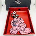 Coach Boxed Disney Minnie mouse Leather keychain In Pink Photo 0