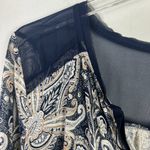 Lucky Brand Printed Woven Mix Top Button Front Navy Size Medium M EUC L1448 Photo 5