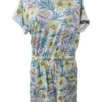 Lou & grey Floral Sweatshirt Dress Short Sleeve Pink Yellow Cotton Size M Medium Photo 0