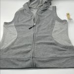 Aerie Gray and White Striped Hooded Vest Photo 0