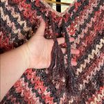 Handmade  Multicolor Crochet Poncho Fall Autumn Maroon Coral Brown Cream One Size Photo 1