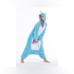 Unisex Blue Unicorn Adult Onesie Polar Fleece Animal Pajamas, Sleepwear Size M Size M Photo 3