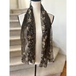 Laura Ashley Vintage 90s  Brown Floral Paisley Silk Scarf Photo 1