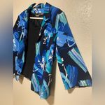 TanJay Floral Open Front Blazer | Jacket | Business Casual Blue Size 14 Photo 2