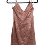 Lulus Dress Womens Small Classy Moments Mini Blush Satin Jacquard Twist Front Pink Photo 5