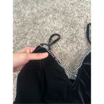 Frederick's of Hollywood fredrick’s of hollywood black faux velvet rhinestone trim mini slip dress slit L Photo 5