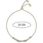 Boutique NEW‎ 14k Gold Plated Silver Pave Diamond Bamboo Bracelet, Slide Closure Photo 4