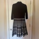 Jessica Howard J Howard Plaid Turtleneck Knit Dress Black White Long Sleeve Midi Size Large Photo 1