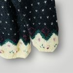 VTG Jennifer Reed Floral Fair Isle Sweater Hand Knit Small Cottagecore Grandma Black Photo 4