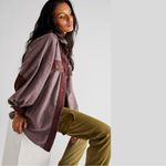 Free People  Ruby Jacket Pink Burgundy Fleece Shacket Sz Small Oversized Boho Photo 1