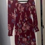 Xhilaration Xhiliration Red Floral Boho Fall Smocked Dress Preppy Dark Academia POCKETS Photo 0