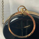 UNBRANDED FUN ROUND BLACK PATENT VEGAN LEATHER LOOK PURSE SILVER CHAIN Photo 9