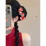Embroidered Goldfish Hair Clips | Oriental‎ Style Handmade Hairpins Set of 2 new Red Photo 1