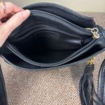 Vtg 90s Women's Black Tignanello Soft Leather Crossbody Bag Fringe Tassel Casual Photo 6