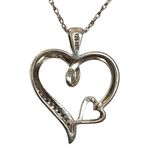 925 Sterling Silver & 10K Gold Diamond Accent Heart Pendant Necklace Jewelry Photo 1