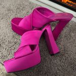 ZARA chunky high heeled platform sandals color fuchsia Photo 1
