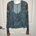 Free People Movement Sz L Mix Print Hooded Swing Top Cropped Long Sleeves Photo 12