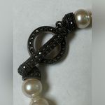 VINTAGE JUDITH JACK MARCASITE PEARL Toggle Bracelet WATCH Black Photo 5