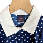 Pins & Needles Petite VTG Short Sleeve Navy Blue Polka Dot Button Up Shirt Photo 1
