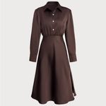Rihoas Coffee Ruched Button Midi Dress Brown Photo 5