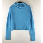 Free People Womens Sweater Blue Stormy Cowl Neck Alpaca Wool Crop Pullover Small Photo 2