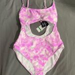 California Waves ✨NWT  Pink Tie Dye Peek A Boo One Piece Swimsuit L Photo 1