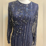 Mac Duggal  sequin formal dress high neck illusion navy formal cocktail Sz‎ 8 NWT Photo 5