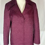 Anne Klein Quilted Floral Chianti Burgundy Trench Coat Jacket Nylon Photo 2