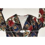 ZARA  Nautical Wrap Bodysuit Top Blue Burgundy Gold Chain Print‎ MEDIUM Colorful Photo 7