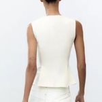 ZARA  NWT ivory zipper front peplum top Photo 6