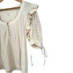 Anthropologie By Embroidered Elbow Puff-Sleeve Top size XL Cream Floral NWT Photo 6