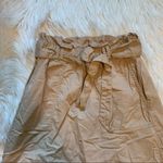 BP  Paper Bag Waist Mini Skirt A-Line Khaki Beige Photo 4