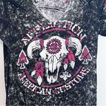 Affliction  Women's Black and Pink Graphic Tee Photo 1