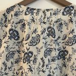 Beach Lunch Lounge Sleeveless Floral Blouse White Blue Size L Photo 9