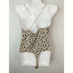 Abercrombie & Fitch Leopard Print Cowl Neck Criss Cross Back Bodysuit Size S Photo 3