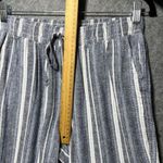 Briggs New York Briggs Linen Blend Striped Wide Leg Pants Women Medium Drawstring Casual Blue Photo 4